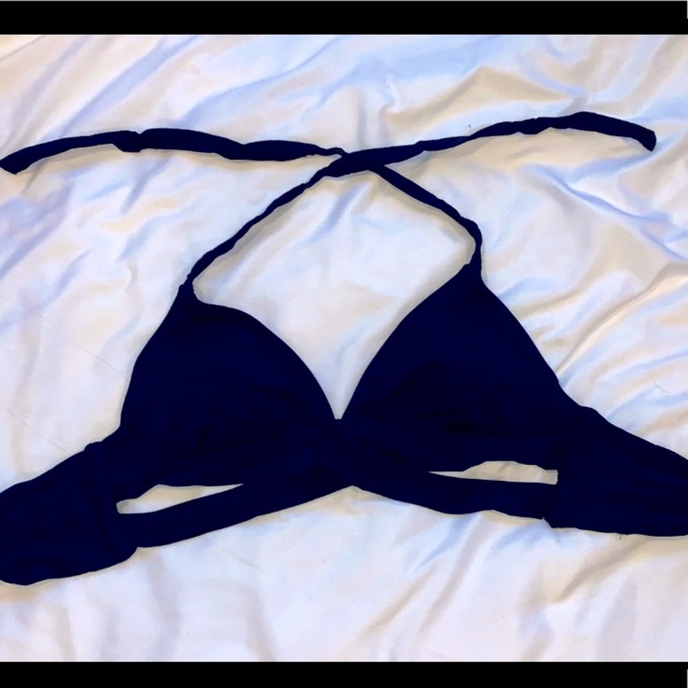 Women's Navy Blue Tie Bikini Top